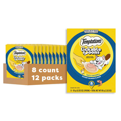 Temptations Lickable Spoons Adult Wet Cat Treat, 10 Grams, Variety Pack of 24