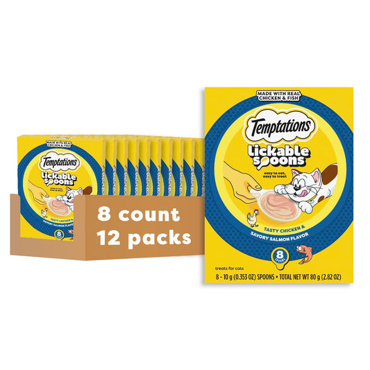 Temptations Lickable Spoons Adult Wet Cat Treat, 10 Grams, Variety Pack of 24
