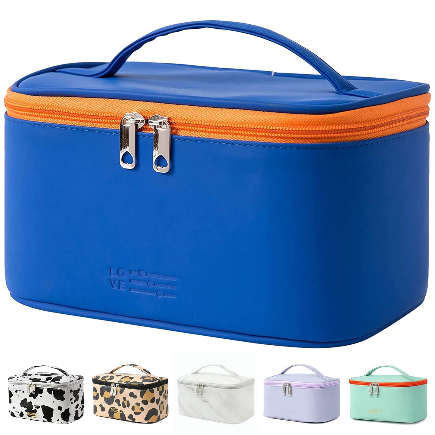 Meiyuuo Cute Makeup Bag Small Cosmetic Bags for Women Girls Gift for Teens Medium Pouch for Purse Essentials Toiletry Zip Pouch PU Waterproof Organizer Case (Cow Print)