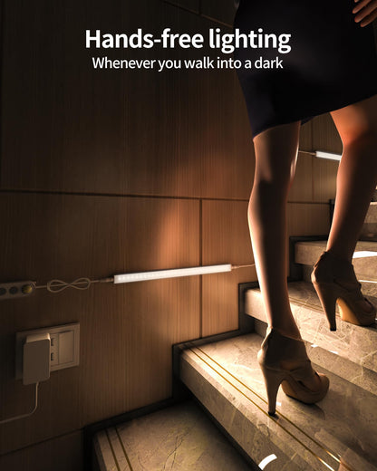ASOKO Under Cabinet Led Light Plug in, Dimmable Daylight White 4500K, 3 Pack 12 inch Linkable Led Under Counter Lights for Kitchen, Shelf, Workbench, Cupboard, ETL Listed Plug 24V, UNO-LK 4500K