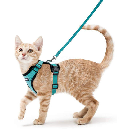 rabbitgoo Cat Harness and Leash for Walking, Escape Proof Soft Adjustable Vest Harnesses for Cats, Easy Control Breathable Reflective Strips Jacket, Black, XS