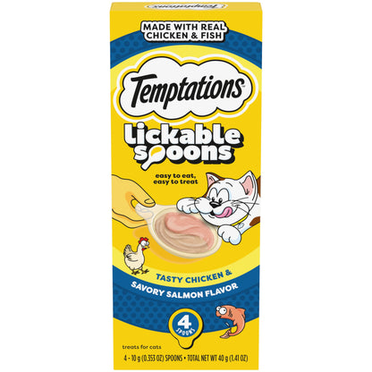Temptations Lickable Spoons Adult Wet Cat Treat, 10 Grams, Variety Pack of 24
