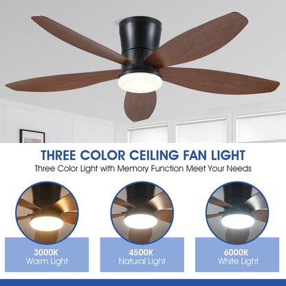 Ceiling Fans with Lights-36 Low Profile Ceiling Fan with Light and Remote/APP Control,Flush Mount,DC Reversible,LED Dimmable Blakc Ceiling Fans for Bedroom,Indoor/Outdoor Patio Use