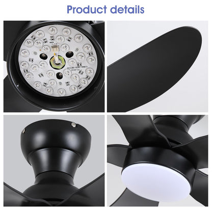 Ceiling Fans with Lights and Remote/APP Control, 30 inch Low Profile Ceiling Fans with 5 Reversible Blades 3 Colors Dimmable 6 Speeds Ceiling Fan for Bedroom Kids Room Dining Room, Black