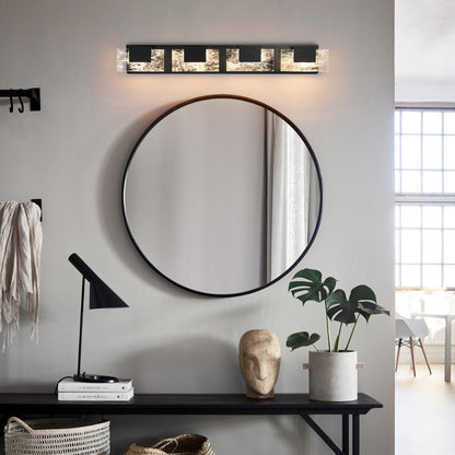 LED Bathroom Vanity Light: 24 inch Brushed Gold Acrylic Modern Lighting Fixtures - 3 Lights Contemporary Smoke Design Wall Lights Fixture Over Mirror 3000K