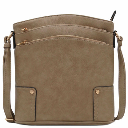 ALYSSA Triple Zip Pocket Large Crossbody Bag