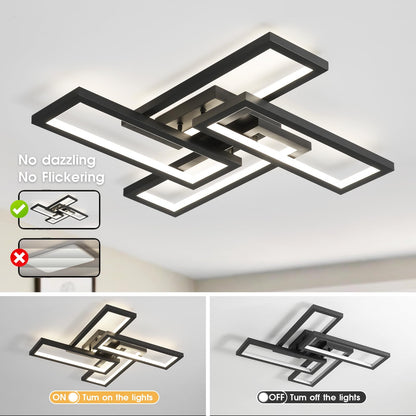 Modern LED Ceiling Light, kitchen light fixtures, Square LED Flush Mount Ceiling Light, APP and Remote Control Dimming with Memory 3000K-6500K for Dining Room, Living Room, Bedroom, Office (White)