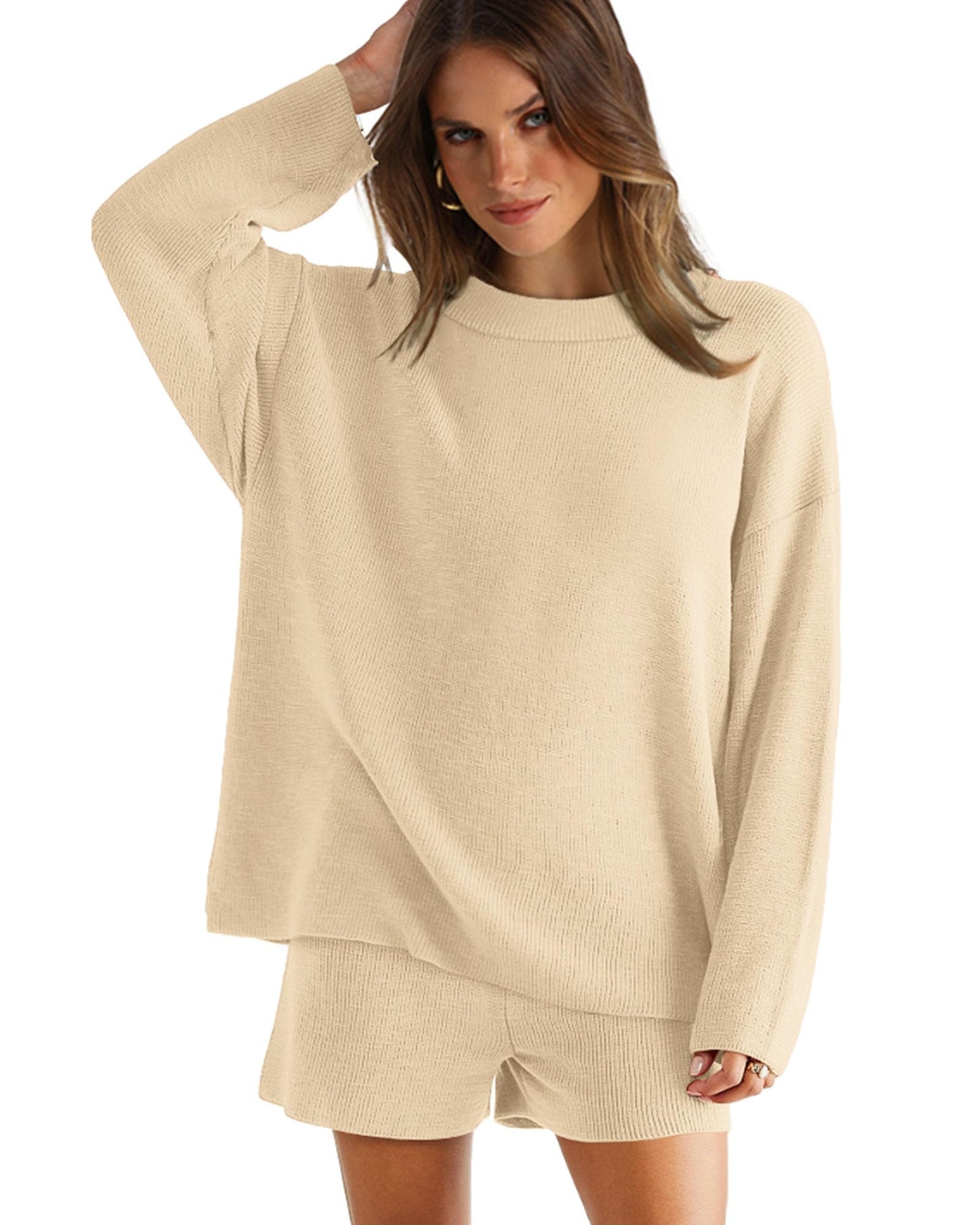 XIEERDUO Womens Sweater Sets 2 Piece Outfits Shorts Athleisure Lounge Wear Fall Fashion 2024