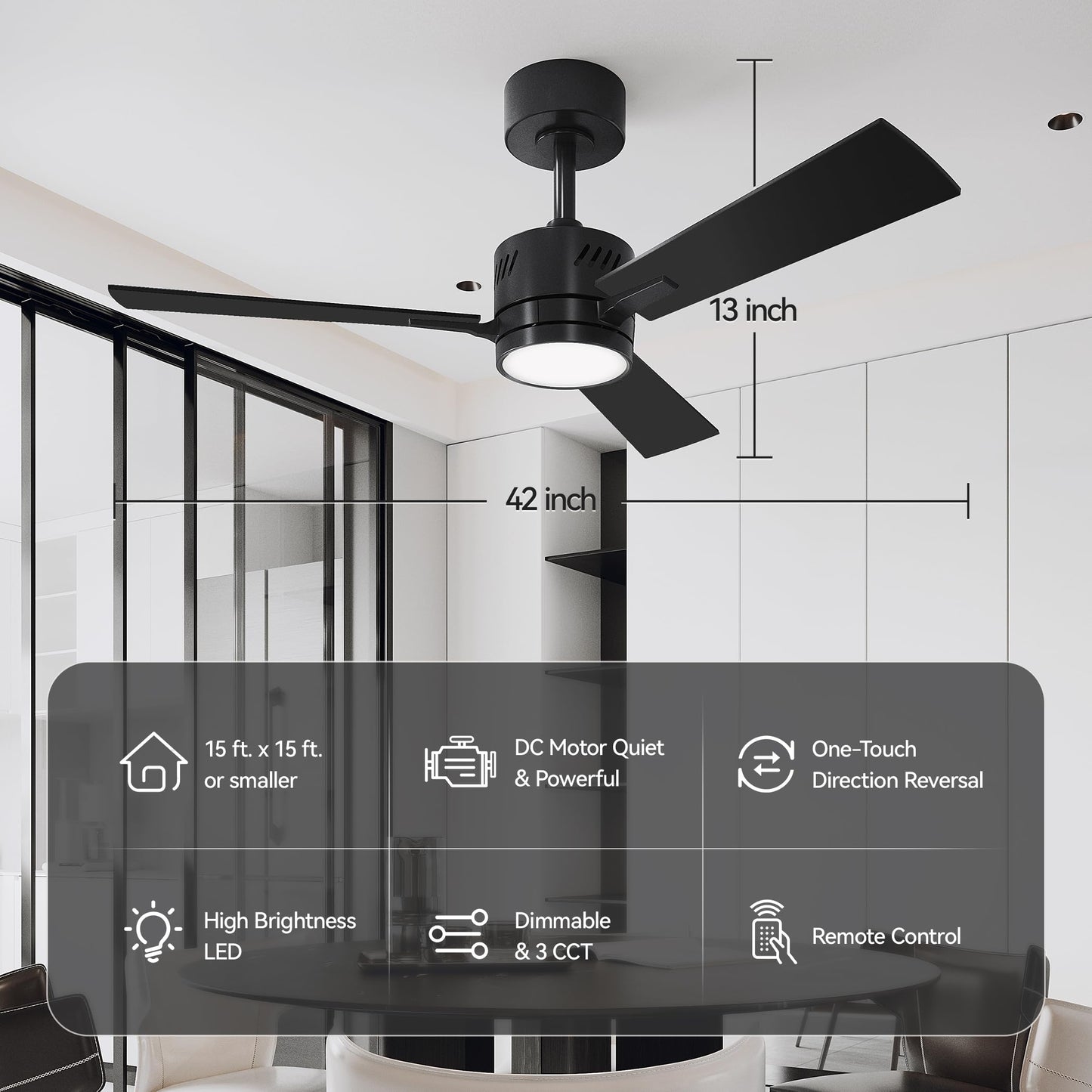 SUNMORY Ceiling Fans with Lights and Remote, 30 inch Low Profile Ceiling Fan with Light, Modern Flush Mount Ceiling Fan for Bedroom/Kitchen/Dining Room/Patio, 6 Wind Speeds, Dimmable, White