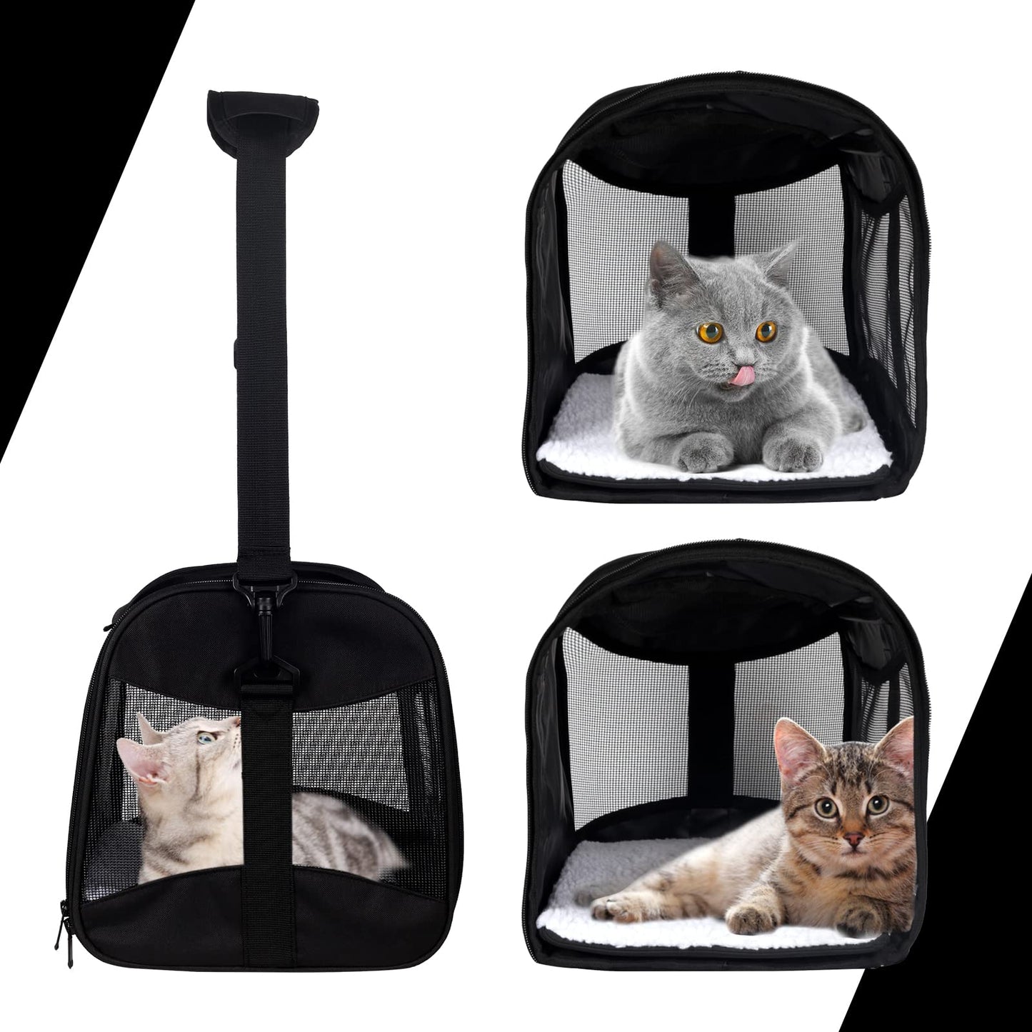 Cat Carrying Case Pet Dog Carrier Soft-Sided Cat Bag Airline Approved, Pet Travel Carrier Up to 15 Lbs, Collapsible Cat Carrier Dog Carrier for Medium Cats Small Cats Dogs(17x11x11 Green)