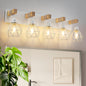 Farmhouse Vanity Light for Bathroom, 3-Light Wood Bathroom Vanity Light Fixtures Over Mirror, Rustic Sconces Wall Lighting with Metal Lampshade for Living Room, Bedroom, Hallway