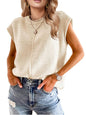 Womens Cap Sleeve Tops 2025 Trendy Tank Top Loose Knit Sweater Vests Cute Shirts Outfits Spring Fall Summer Tops