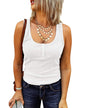 Saodimallsu Womens V Neck Tank Tops Summer Ribbed Sleeveless Henley Shirts Casual Loose Button Up Cami Knit Tees
