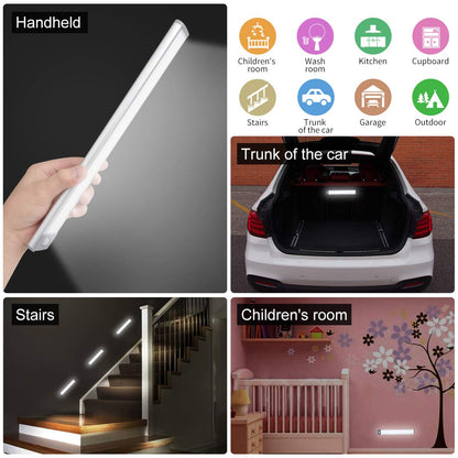 LED Motion Sensor Light,Under Counter Lighting, Wireless USB Rechargeable Kitchen Night Lights,Battery Powered Operated Light,54-LED Light for Wardrobe,Closets,Cabinet,Cupboard, 2 Count (Pack of 1)