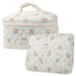 Cute Makeup Bag for Women(2 Pcs), Travel Cosmetic Bags, Quilted Coquette Aesthetic Floral Toiletry Organizer Bag (NavyBlue Flower)