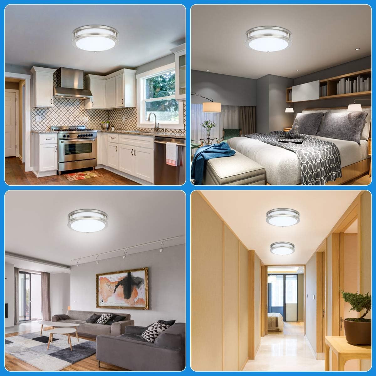 36W Dimmable LED Ceiling Light Fixture, 12 inch Flush Mount Light Fixture, Ceiling Lights for Bedroom, Kitchen, Bathroom, Super Bright 4000 Lumens, 400W Equivalent, 5000K Daylight White