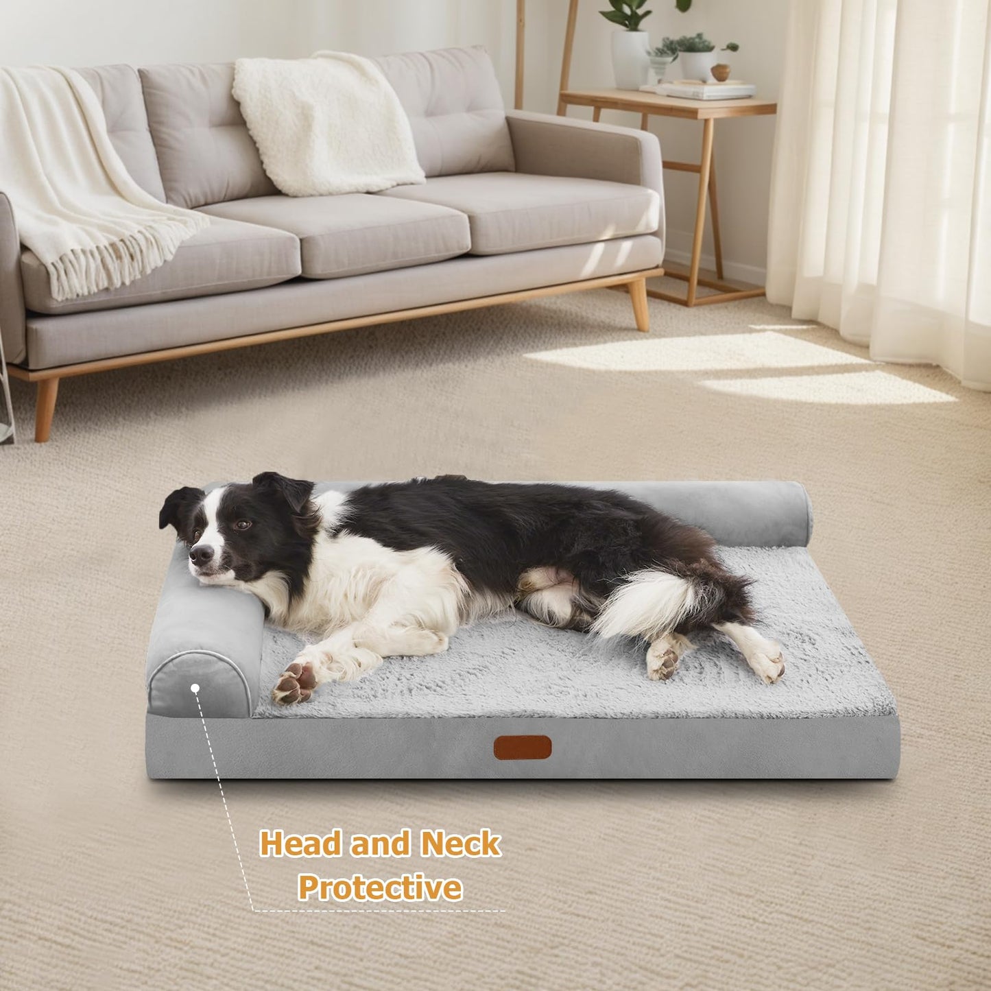 Orthopedic Memory Foam Dog Beds for Medium Dogs Waterproof Durable Dog Pet Bed Comfy Dog Couch Bed with Washable Removable Cover Bolster Kennel Pad for Dogs Up to 35lbs (M,30"x20"x6")