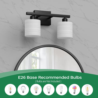 PARTPHONER Bathroom Light Fixtures, Bathroom Lighting Fixtures Over Mirror, Interior Classic Vanity Lights, Modern Bathroom Vanity Light with Textured White Glass Shade, Brushed Nickel, 3-Light
