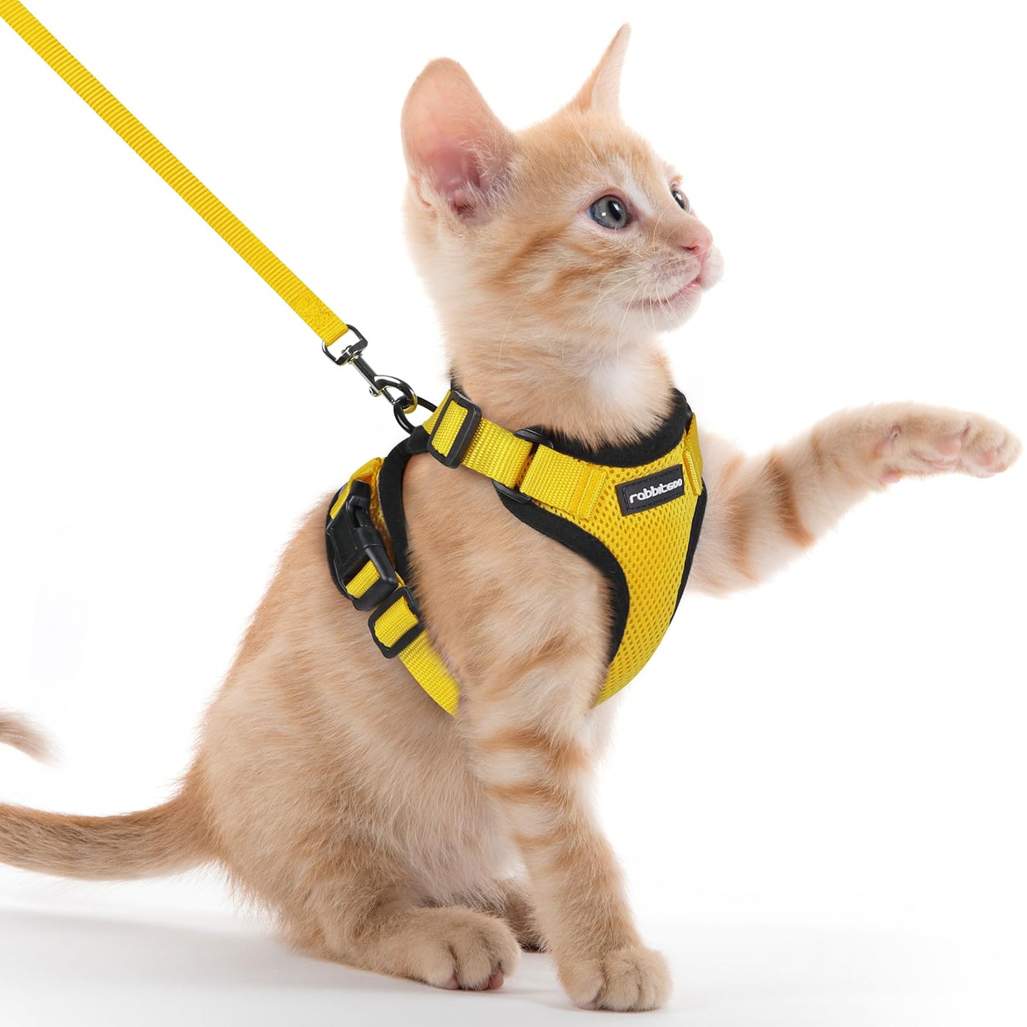 rabbitgoo Cat Harness and Leash for Walking, Escape Proof Soft Adjustable Vest Harnesses for Cats, Easy Control Breathable Reflective Strips Jacket, Black, XS