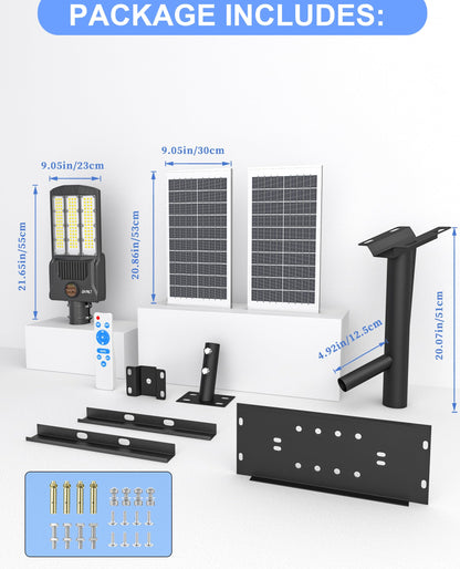 JAYNLT Y-12000W Solar Street Lights Outdoor,6500K High Lumen Solar Parking Lot Lights Commercial, Large Split Type Solar Flood Lights with Remote Control,Solar Security Lights for Yard,Driveway