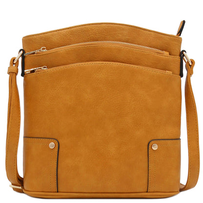 ALYSSA Triple Zip Pocket Large Crossbody Bag