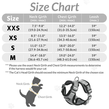 rabbitgoo Cat Harness and Leash for Walking, Escape Proof Soft Adjustable Vest Harnesses for Cats, Easy Control Breathable Reflective Strips Jacket, Black, XS