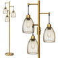 Dimmable Industrial Floor Lamps for Living Room, Gold Tree Standing Tall Lamps with 3 Elegant Teardrop Cage Head & 800 Lumens LED Bulbs for Bedroom Office