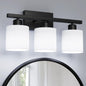 PARTPHONER Bathroom Light Fixtures, Bathroom Lighting Fixtures Over Mirror, Interior Classic Vanity Lights, Modern Bathroom Vanity Light with Textured White Glass Shade, Brushed Nickel, 3-Light
