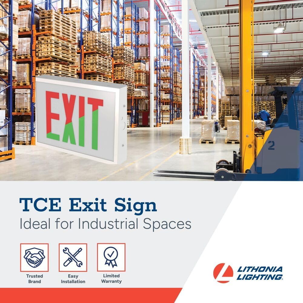 Lithonia Lighting TCE RG EL M4 Steel Exit Sign with Red/Green Switching, Ni-MH Battery Backup