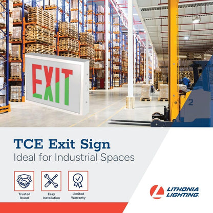 Lithonia Lighting TCE RG EL M4 Steel Exit Sign with Red/Green Switching, Ni-MH Battery Backup