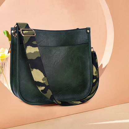 HKCLUF Crossbody Bags for Women Trendy Vegan Leather Hobo Handbags With 2PCS Adjustable Guitar Strap Shoulder Bucket Bags