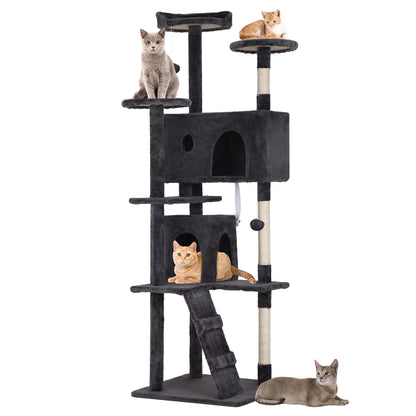 BestPet 54in Cat Tree Tower for Indoor Cats,Multi-Level Furniture Activity Center with Scratching Posts Stand House Condo Funny Toys Kittens Pet Play House,Dark Gray
