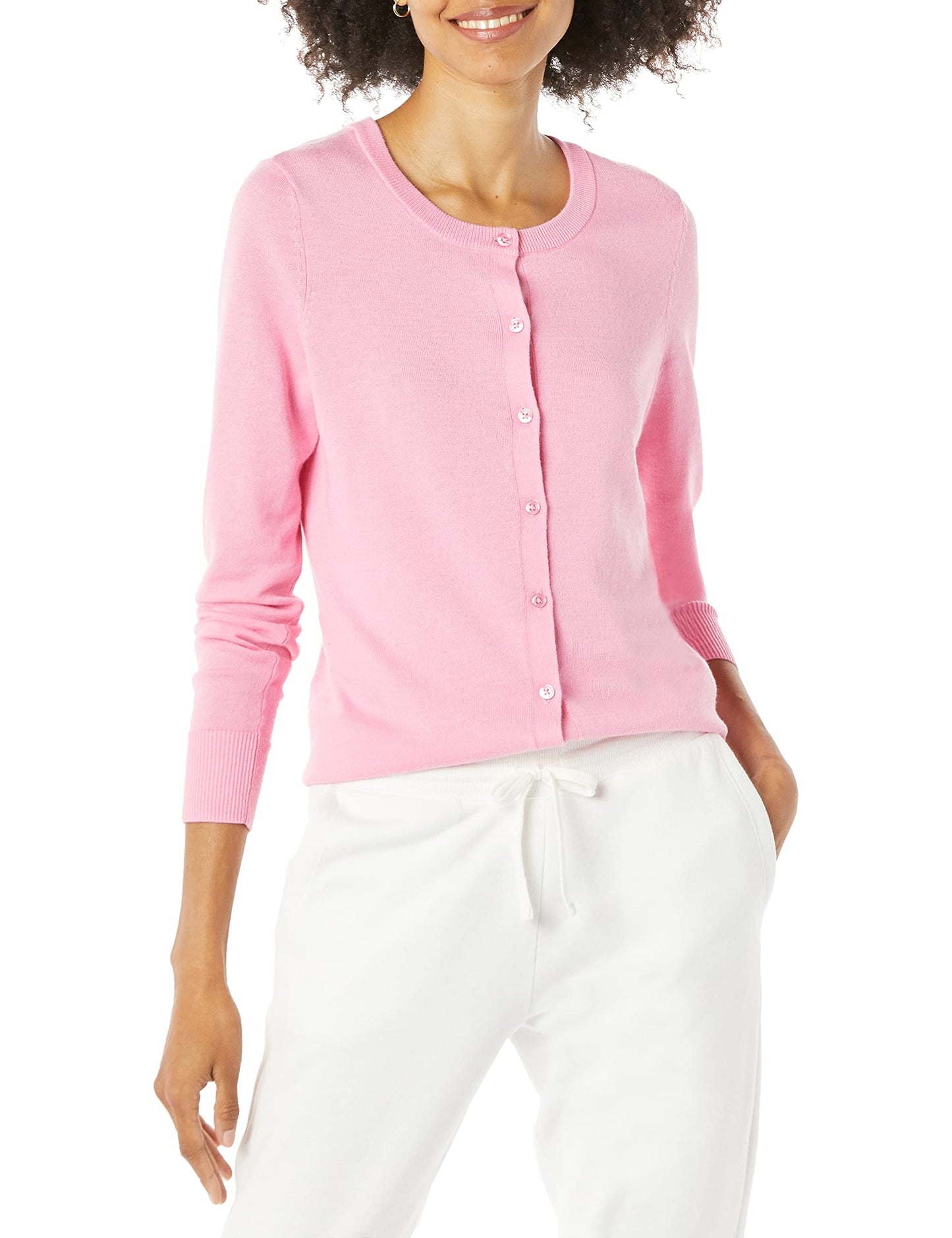 Women's Lightweight Crewneck Cardigan Sweater (Available in Plus Size)