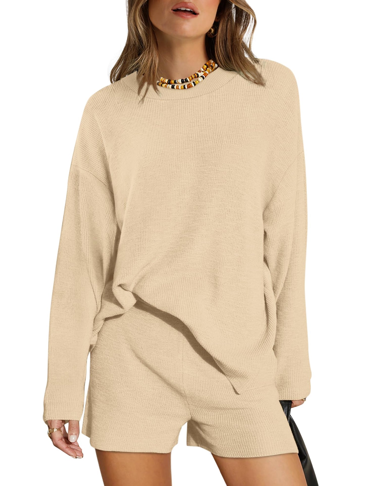 XIEERDUO Womens Sweater Sets 2 Piece Outfits Shorts Athleisure Lounge Wear Fall Fashion 2024