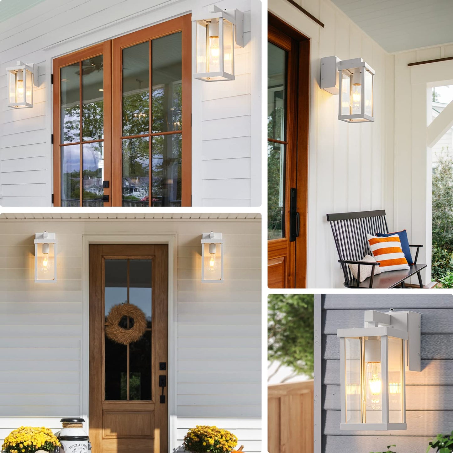 Dusk to Dawn Porch Lights with GFCI Outlets Waterproof Outdoor Wall Lights Exterior Lighting Fixtures Modern Outside Lights Wall Mount for House Patio Garage,Black,11.8''H,1PC