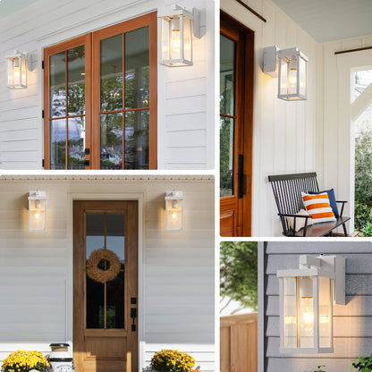 Dusk to Dawn Porch Lights with GFCI Outlets Waterproof Outdoor Wall Lights Exterior Lighting Fixtures Modern Outside Lights Wall Mount for House Patio Garage,Black,11.8''H,1PC