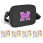 COSHAYSOO Pink Belt Bag Small Waist Fanny Pack Mini Crossbody Purse with Initial Preppy Letter Patch for Teen Girl Women Workout, Cross Body Chest Pouch Trending Birthday Gift Idea (S)