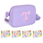 COSHAYSOO Pink Belt Bag Small Waist Fanny Pack Mini Crossbody Purse with Initial Preppy Letter Patch for Teen Girl Women Workout, Cross Body Chest Pouch Trending Birthday Gift Idea (S)
