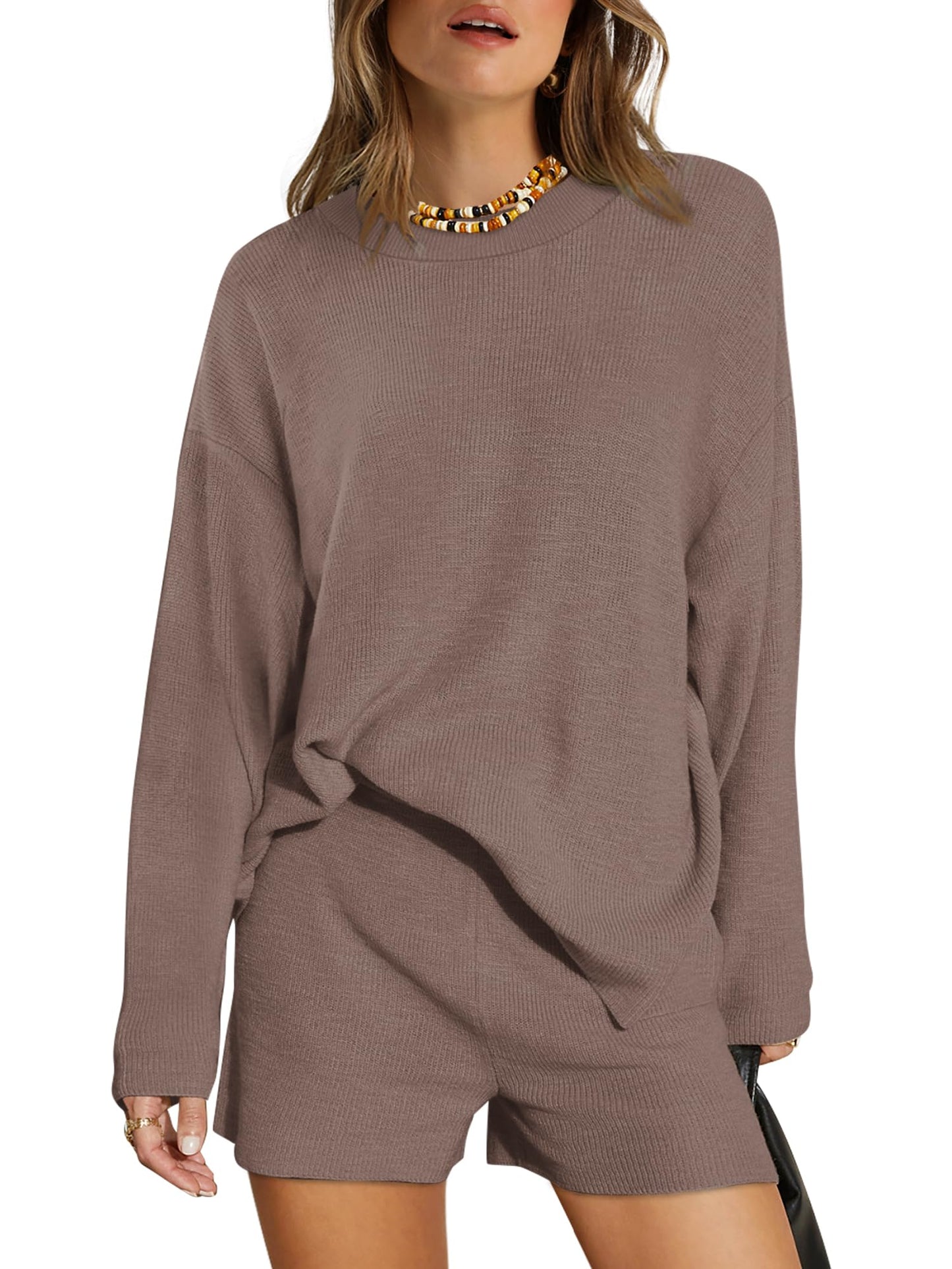 XIEERDUO Womens Sweater Sets 2 Piece Outfits Shorts Athleisure Lounge Wear Fall Fashion 2024