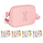 COSHAYSOO Pink Belt Bag Small Waist Fanny Pack Mini Crossbody Purse with Initial Preppy Letter Patch for Teen Girl Women Workout, Cross Body Chest Pouch Trending Birthday Gift Idea (S)