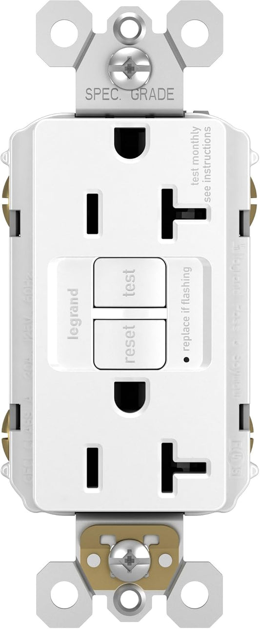 Legrand radiant 2097WCCD12 20 Amp GFCI Self Test Decorator Duplex Outlet, White (1 Count)