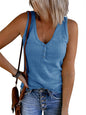 Saodimallsu Womens V Neck Tank Tops Summer Ribbed Sleeveless Henley Shirts Casual Loose Button Up Cami Knit Tees