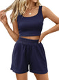 Trendy Queen Two Piece Summer Outfits 2 Piece Sets 2025 Sleeveless Matching Lounge Crop Top High Waisted Short