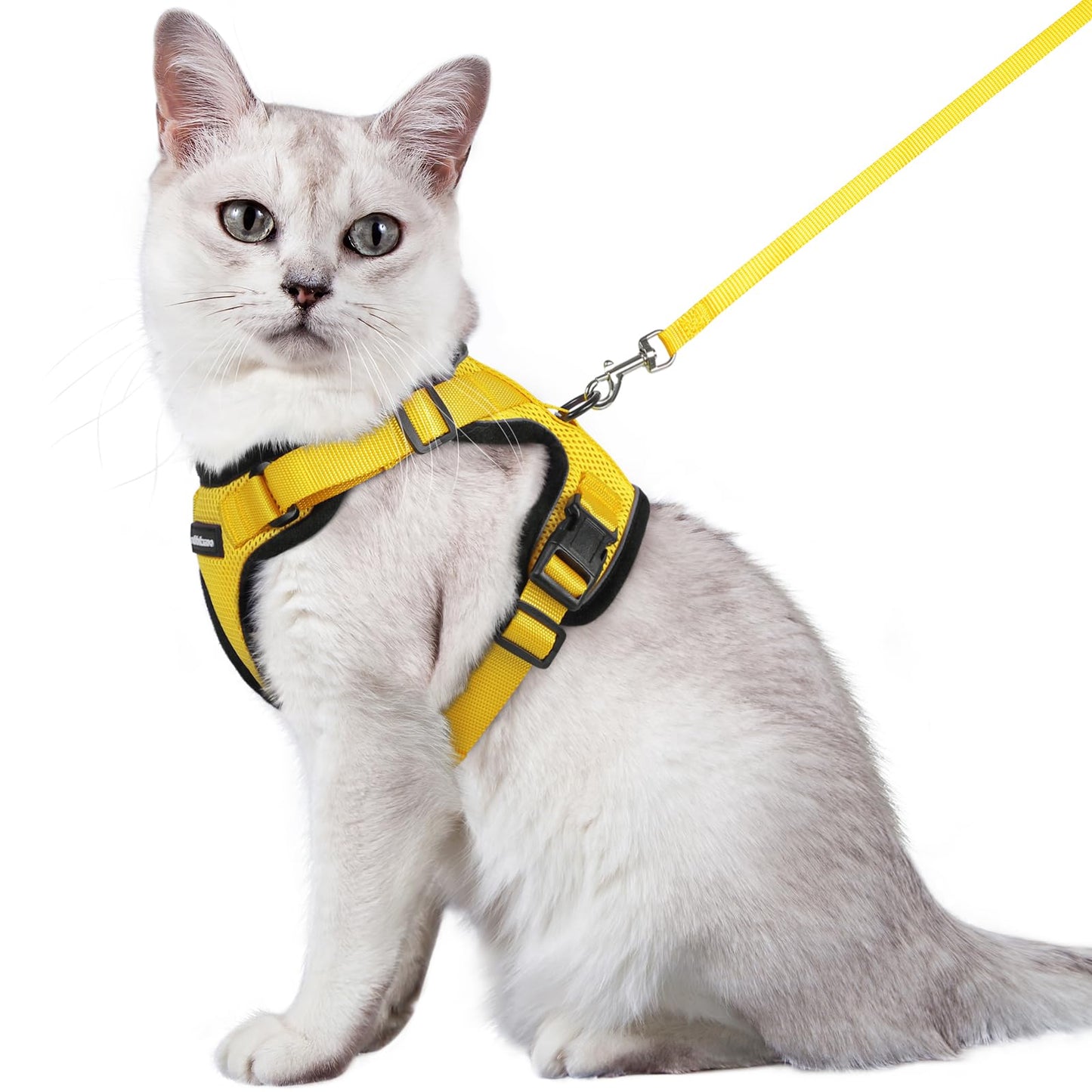 rabbitgoo Cat Harness and Leash for Walking, Escape Proof Soft Adjustable Vest Harnesses for Cats, Easy Control Breathable Reflective Strips Jacket, Black, XS