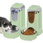 2 Pack Automatic Cat Feeder and Stainless Steel Water Dispenser, Gravity Dog Waterer Set Food Feeder and Waterer Set for Small Medium Kitten Puppy Pets(1 Gallon x 2, Charcoal Gray)