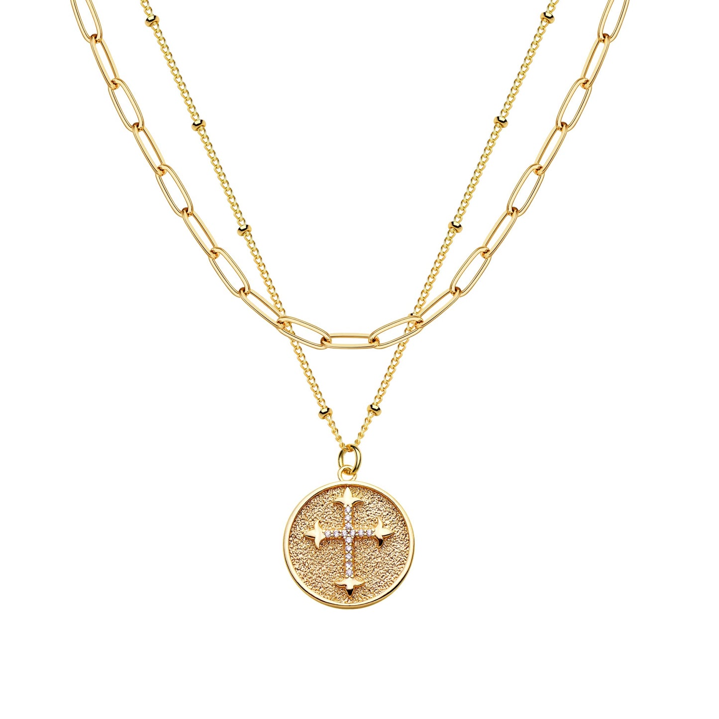 MEVECCO Layered Heart Necklace Pendant Handmade 18k Gold Plated Dainty Gold Choker Arrow Bar Layering Long Necklace for Women