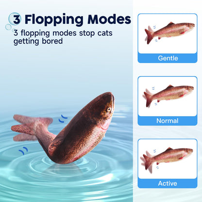 Potaroma Cat Toys Flopping Fish with SilverVine and Catnip, Moving Kitten Kicker, Floppy Wiggle Carp for Small Dogs, Interactive Motion Kitty Exercise, 10.5 Inches
