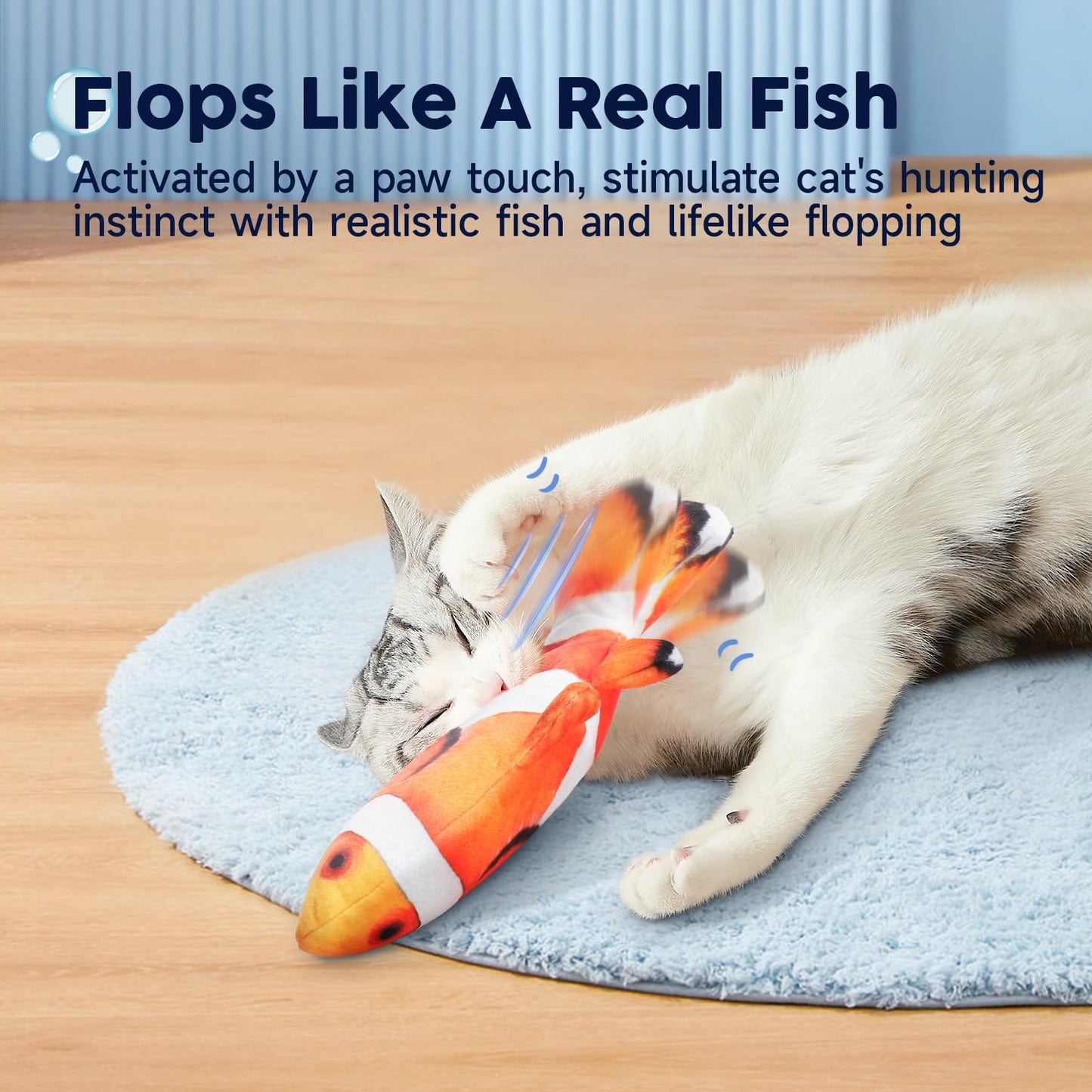 Potaroma Cat Toys Flopping Fish with SilverVine and Catnip, Moving Kitten Kicker, Floppy Wiggle Carp for Small Dogs, Interactive Motion Kitty Exercise, 10.5 Inches
