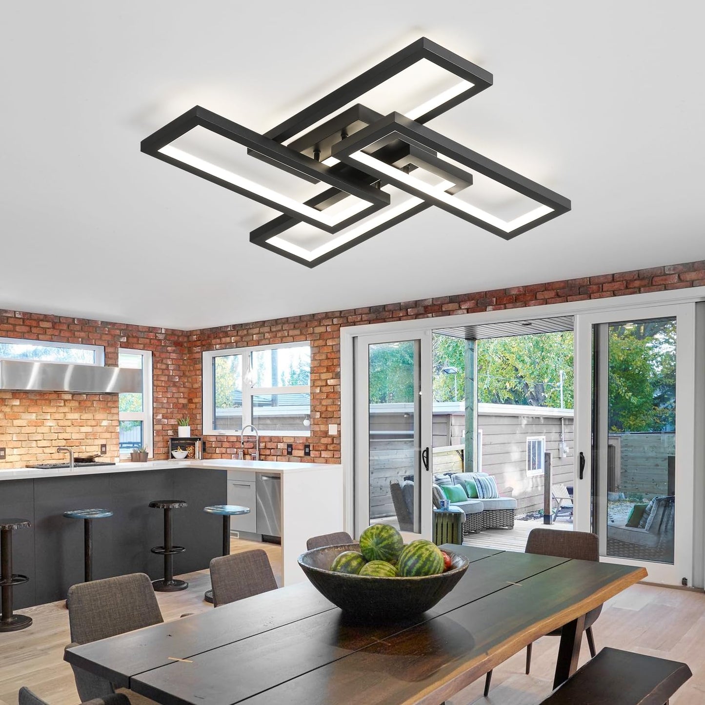 Modern LED Ceiling Light, kitchen light fixtures, Square LED Flush Mount Ceiling Light, APP and Remote Control Dimming with Memory 3000K-6500K for Dining Room, Living Room, Bedroom, Office (White)