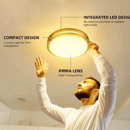 13 inch Flush Mount LED Ceiling Light Fixture, 2700K/3000K/3500K/4000K/5000K Adjustable Ceiling Lights, Oil Rubbed Bronze Saturn Dimmable Lighting for Hallway Bathroom Kitchen or Stairwell, ETL Listed